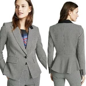VERONICA BEARD Airlie Houndstooth Peplum Dickey Blazer